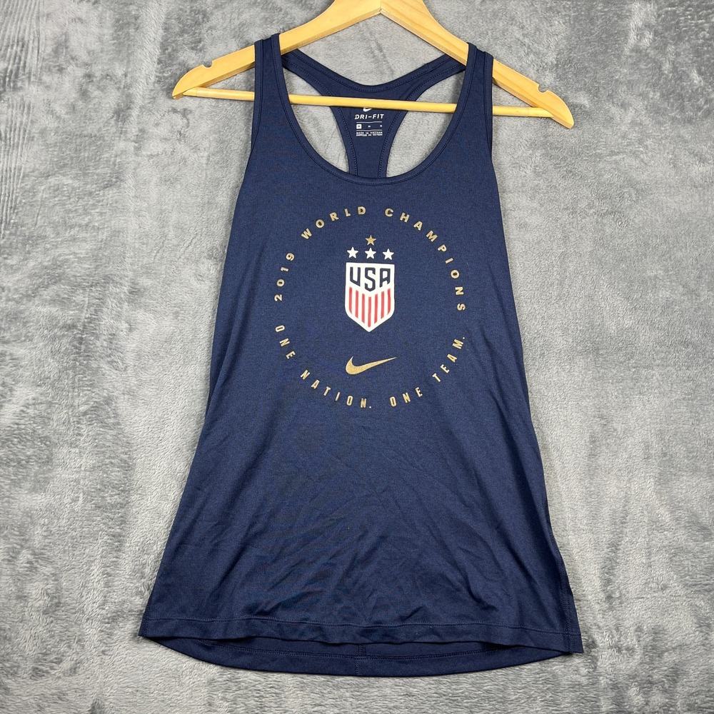 Nike Tank Top Womens Medium Blue USWNT 2019 FIFA World Cup Champions Racerback
